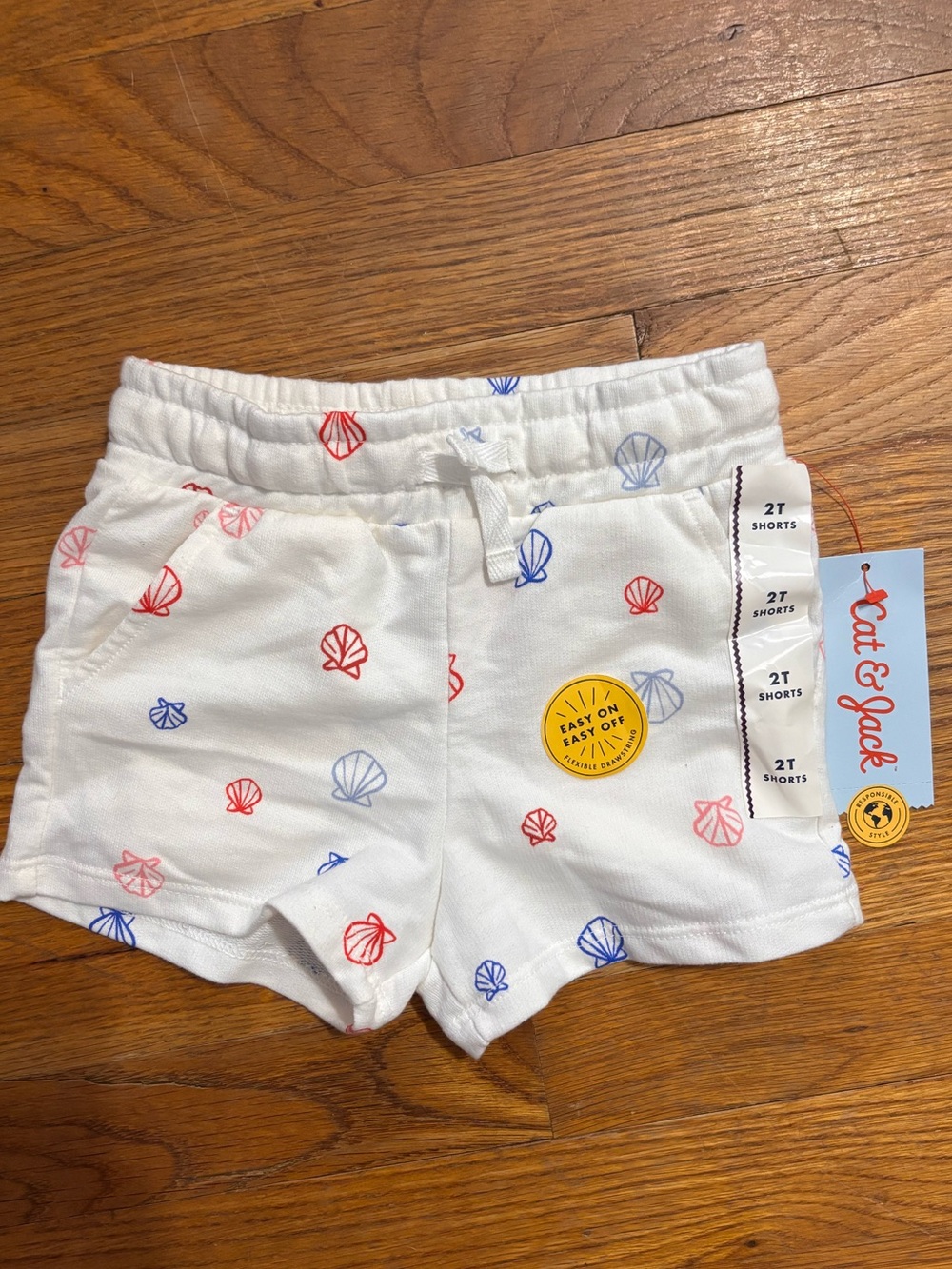 Target White Shell Print Girls' Shorts with Red & Blue Seashells